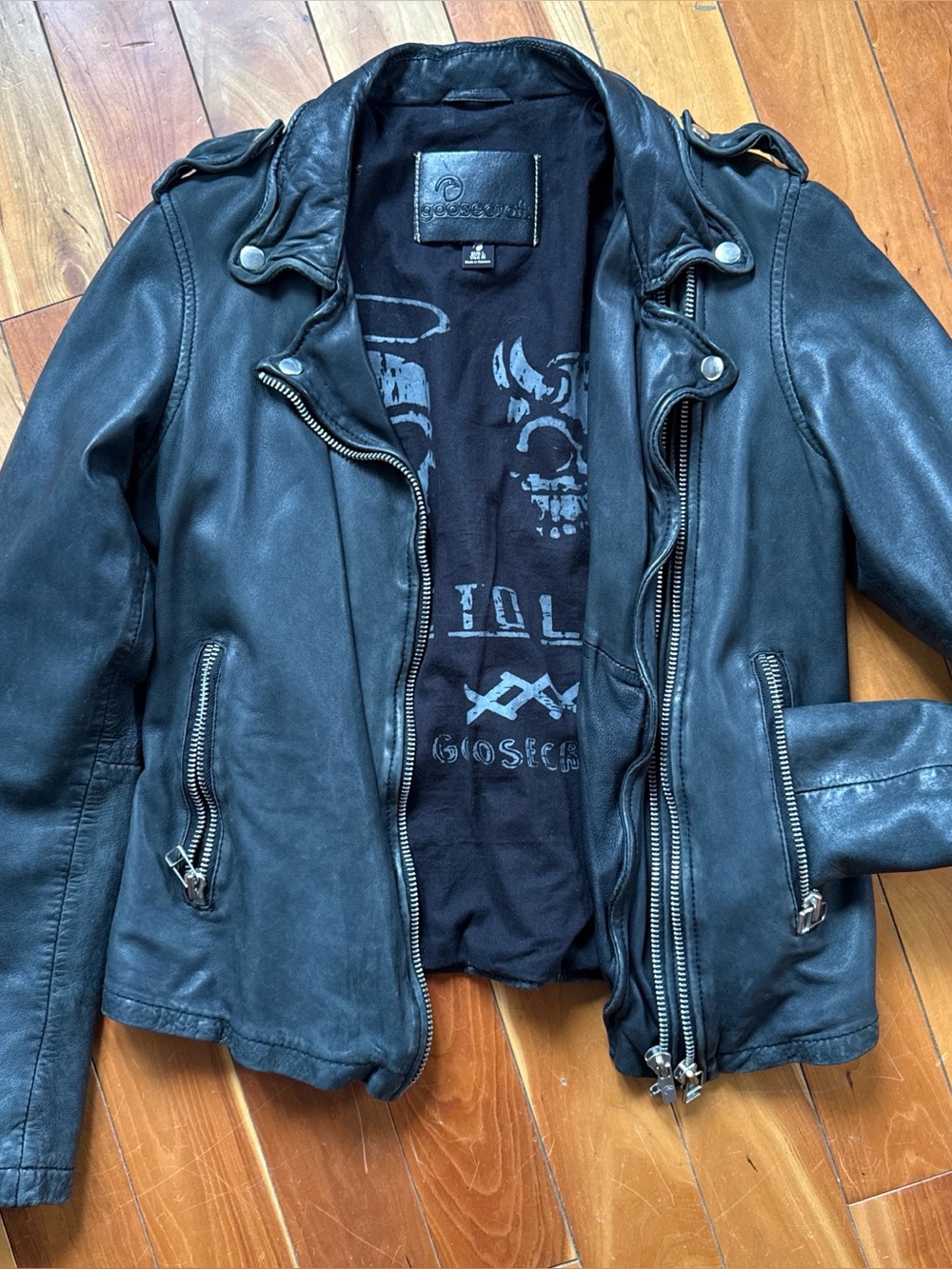 Women's Black Leather Asymmetric Zip Moto Jacket